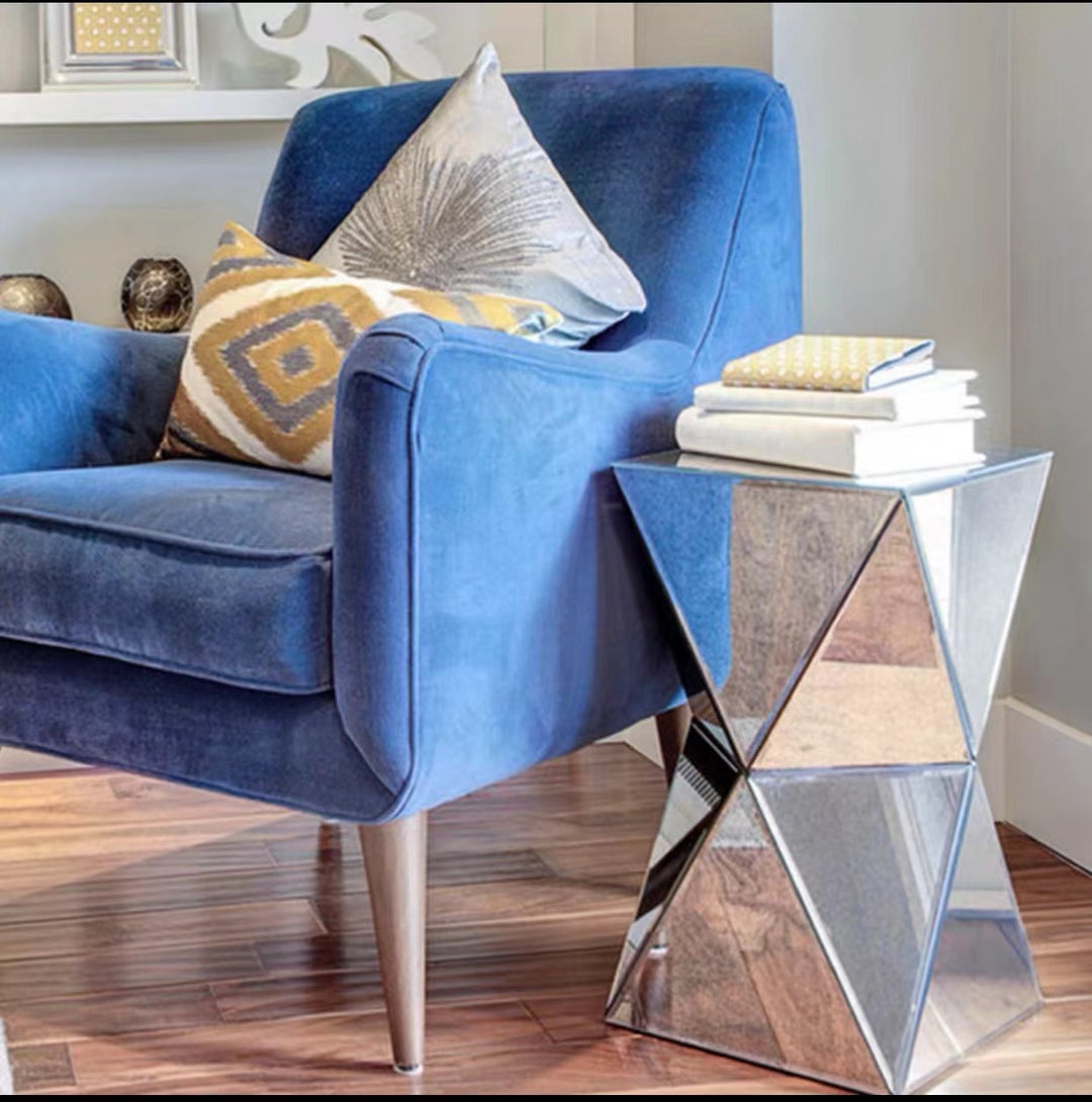 Mirrored Prism Side Table