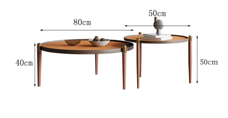 Italian Minimalist Saddle Leather Coffee Table Set