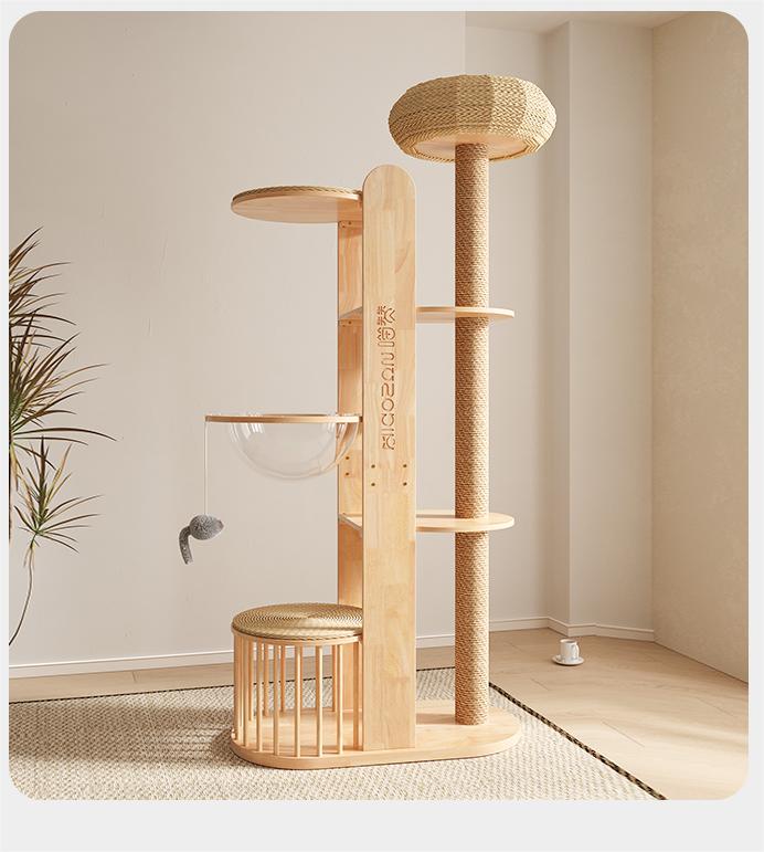 Solid wood Cat Climbing Frame Sisal Cat Tree Tower Cat condo