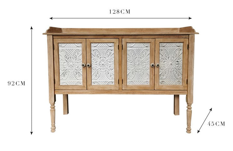 Retro Southeast Asia Solid wood iron carving Cabinet Sideboard