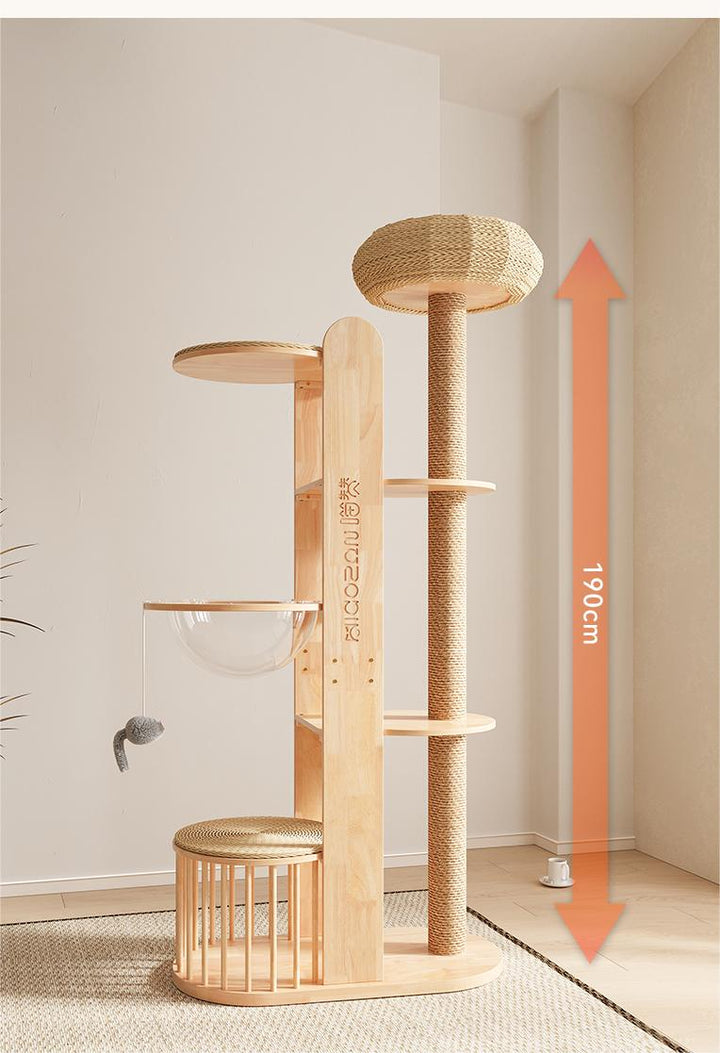 Solid wood Cat Climbing Frame Sisal Cat Tree Tower Cat condo