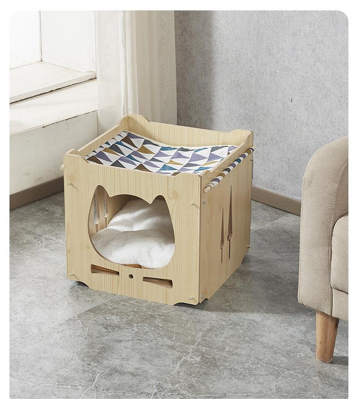 Wooden pet house Cat/kennel cat Hammock pet nightstand
