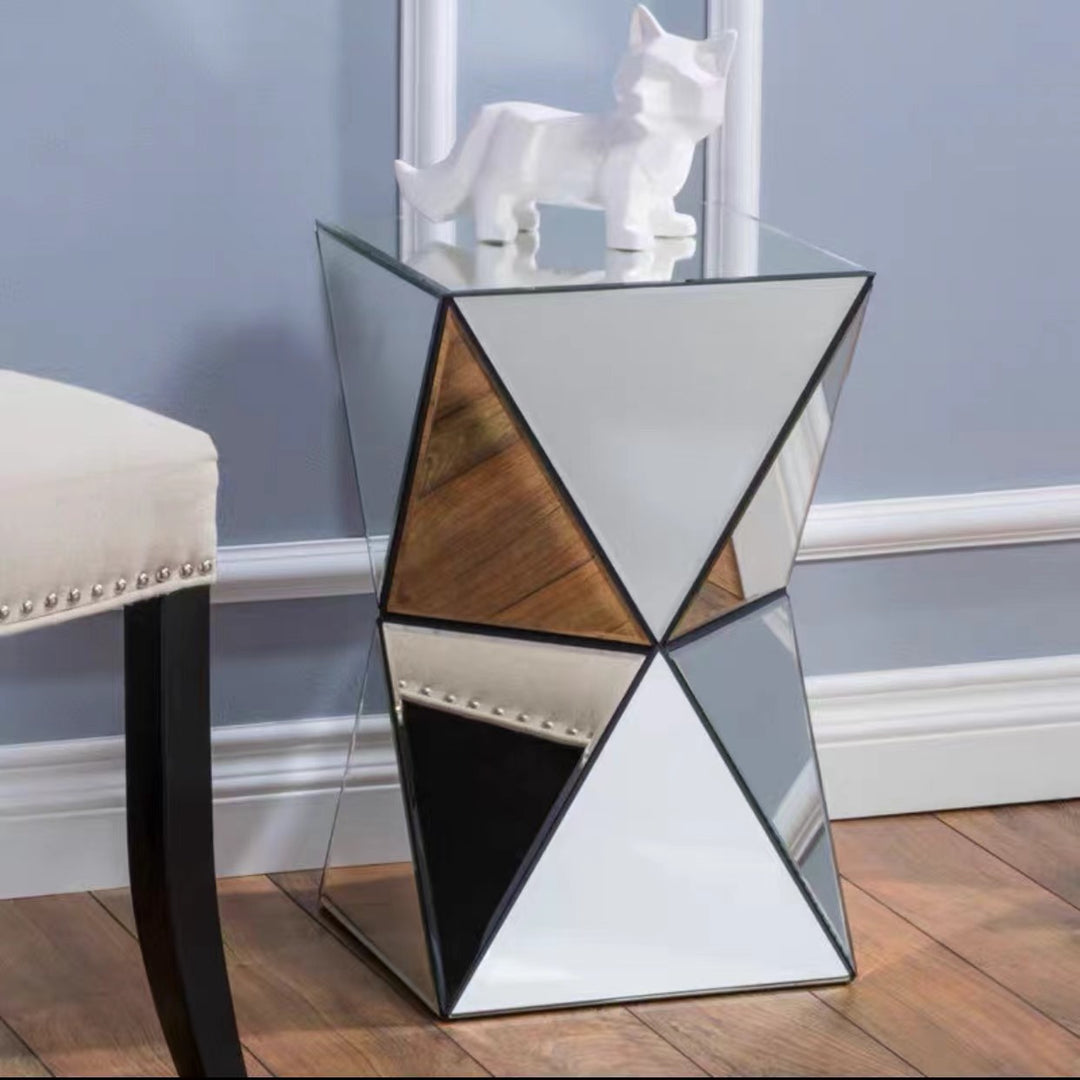 Mirrored Prism Side Table