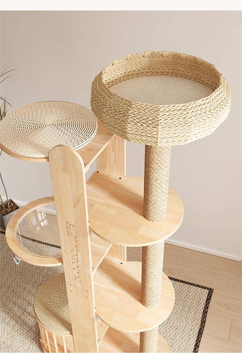 Solid wood Cat Climbing Frame Sisal Cat Tree Tower Cat condo