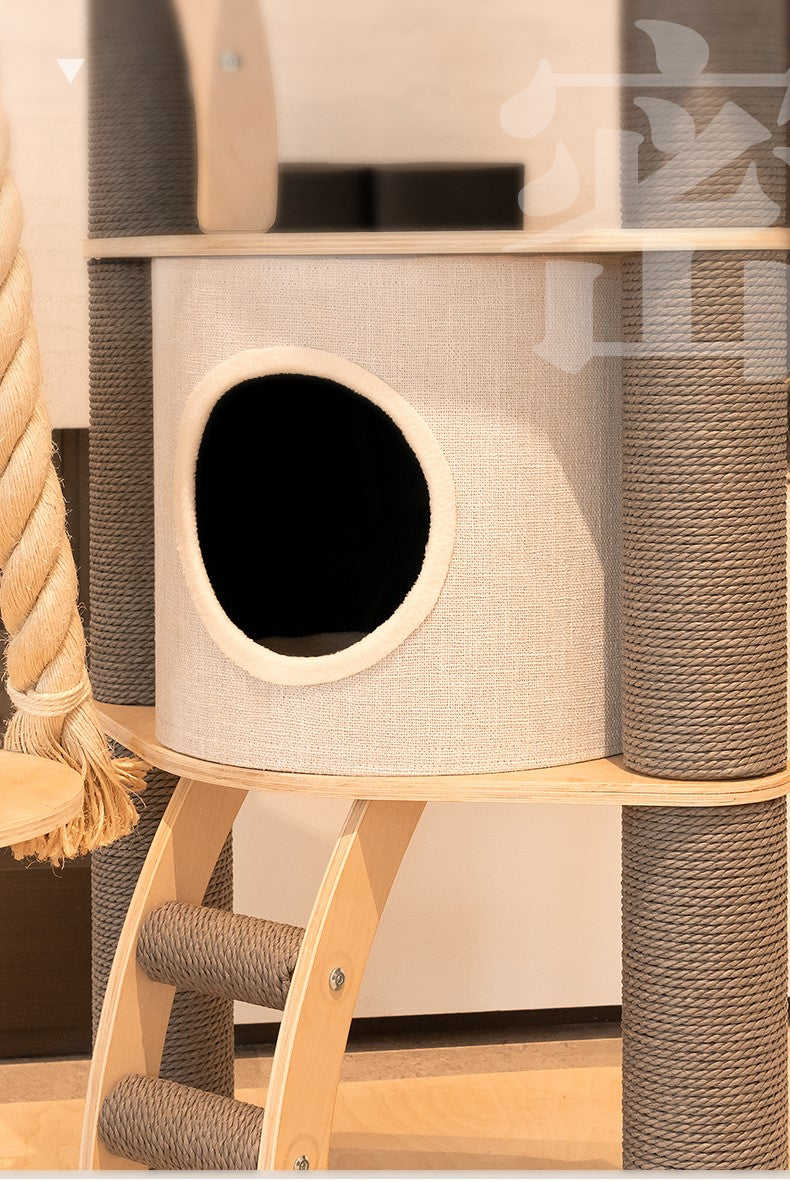 Solid Wood Cat Tower Climbing Scratch Post