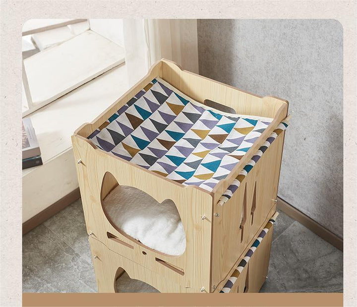 Wooden pet house Cat/kennel cat Hammock pet nightstand