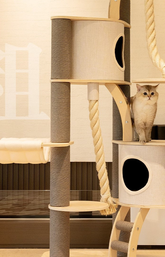 Solid Wood Cat Tower Climbing Scratch Post
