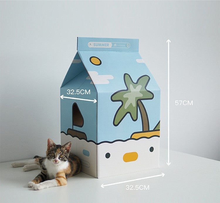 Cartoon Cat House Corrugated Cardboard Box Cat Scratch Board Cat Toys