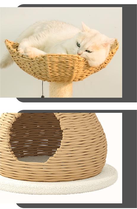 Rattan cat climbing rack cat tree tower cat scratcher cat villa