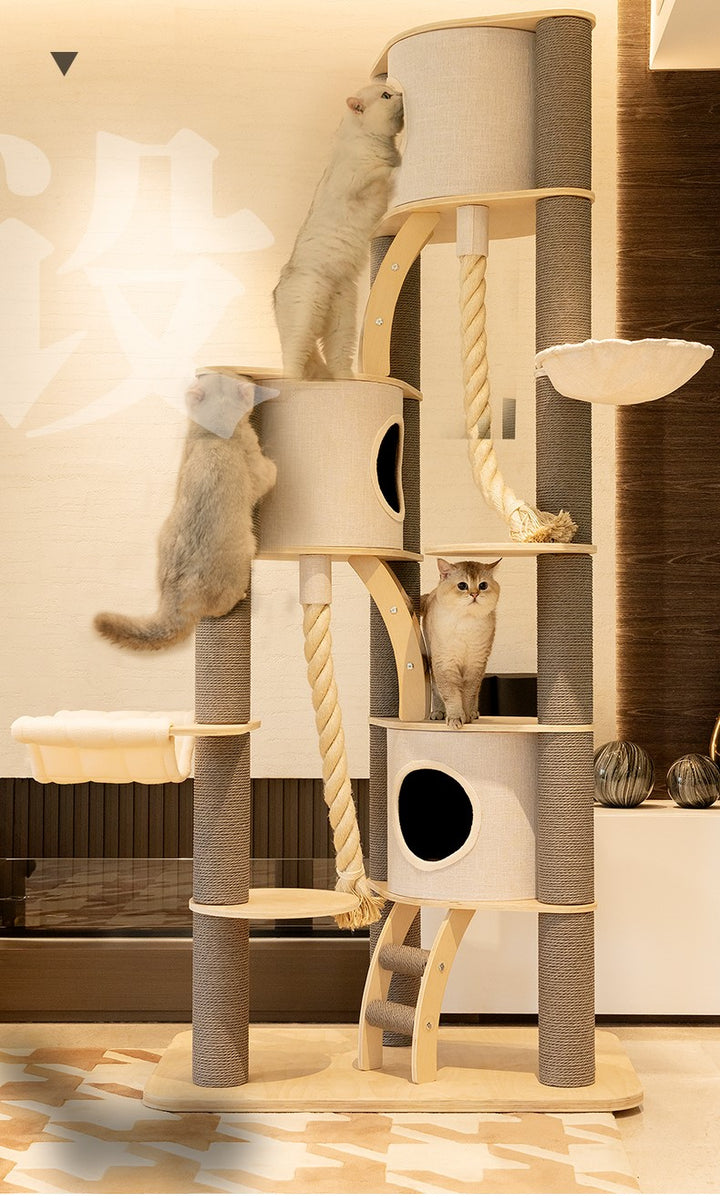 Solid Wood Cat Tower Climbing Scratch Post