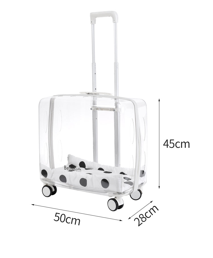 حقيبة ترولي شفافة كبيرة الحجم للحيوانات الأليفة للقطط والكلاب