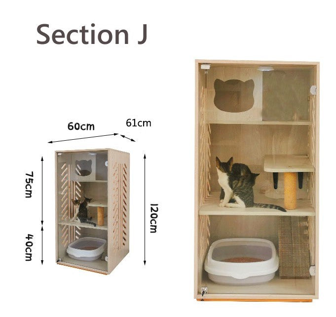 Luxury Cat Villa Solid Wood Cat House Custom Cat Cabinet Cat Room
