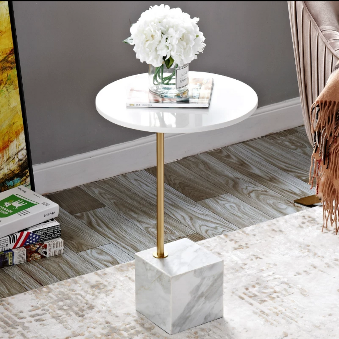 Minimalist Marble Cube Side Table