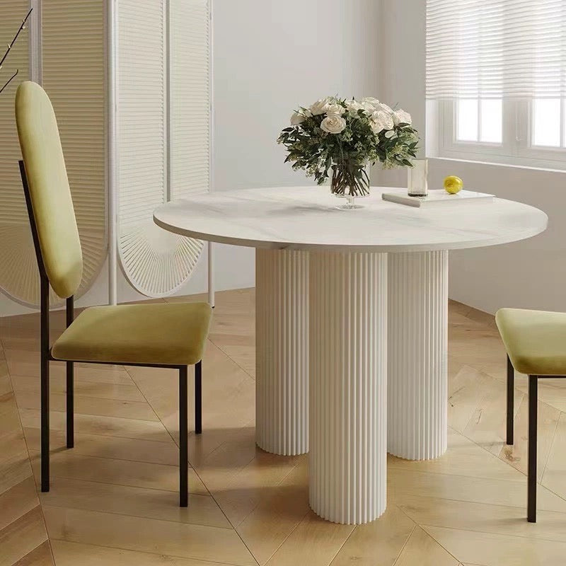 Scandinavian Simple Rock Slab Round Dining Table