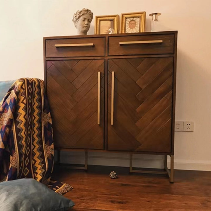 PAUL Herringbone Acacia Solid Wood Sideboard Cabinet