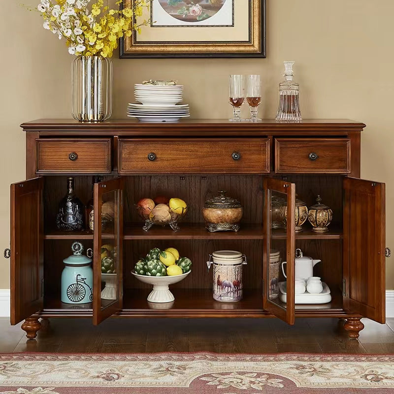 Mateo American Vintage Solid Wood Buffet Sideboard 4 doors 3 drawers