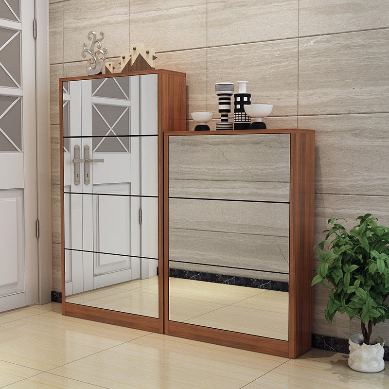 OLIVE Ultra Slim Mirror Shoe Cabinet Cupboard