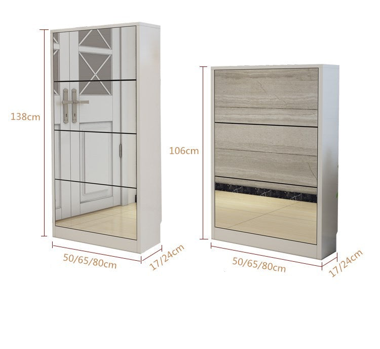 OLIVE Ultra Slim Mirror Shoe Cabinet Cupboard