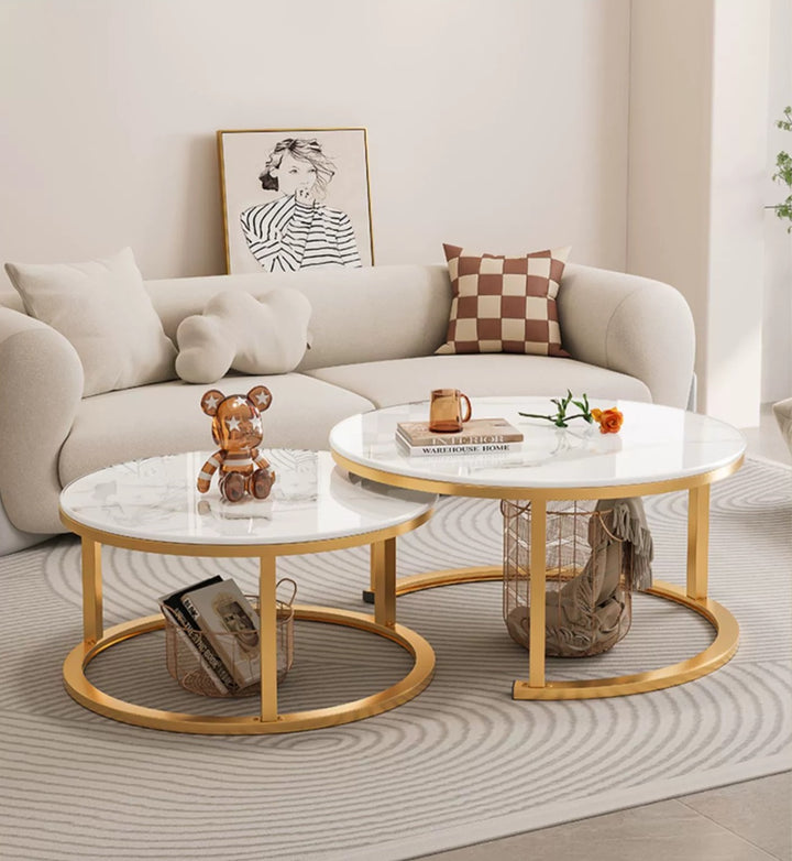 Round Tempered Glass Coffee Table Set