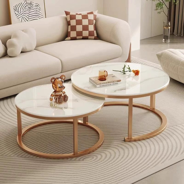 Round Tempered Glass Coffee Table Set