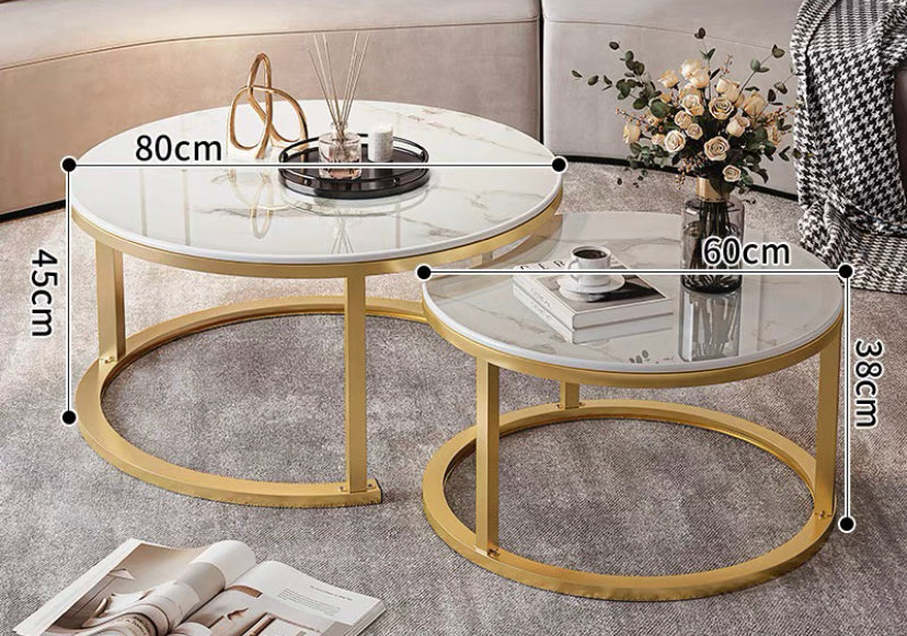 Round Tempered Glass Coffee Table Set