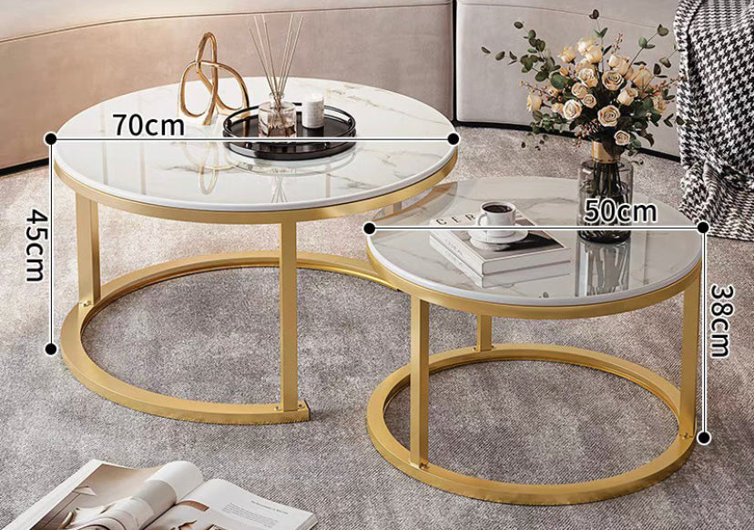 Round Tempered Glass Coffee Table Set