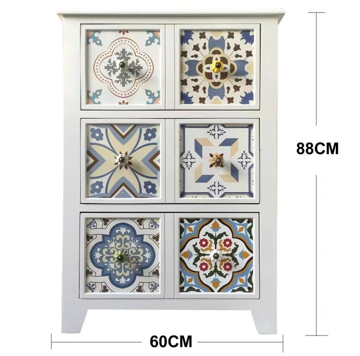 Retro Painted Cabinet Solid Wood Storage Side Cabinet Drawers