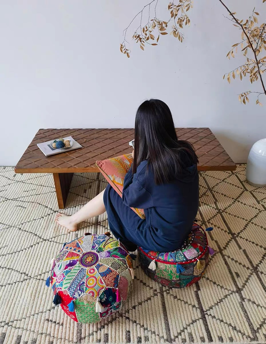 Handmade Cotton Patchwork Pouf