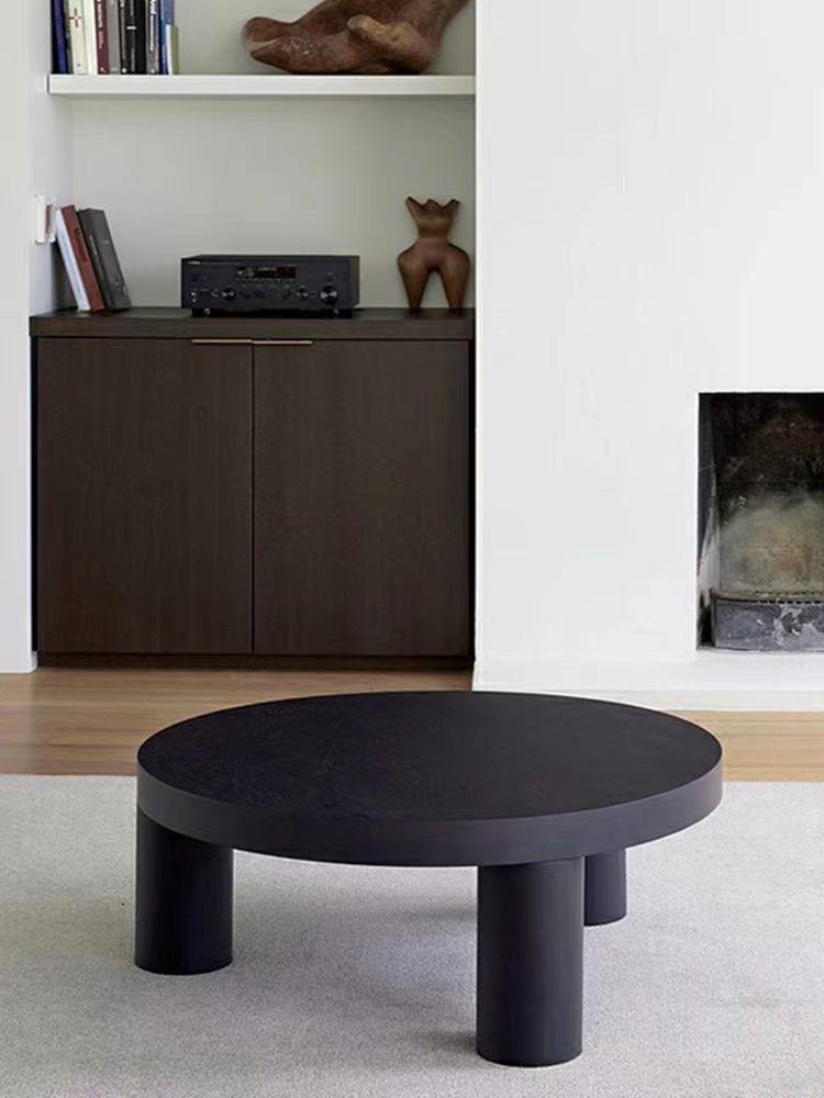 Wooden Coffee Table Round Solid Wood End Table