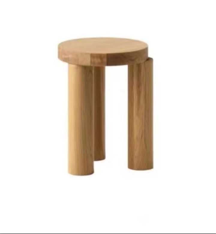 Wooden Coffee Table Round Solid Wood End Table