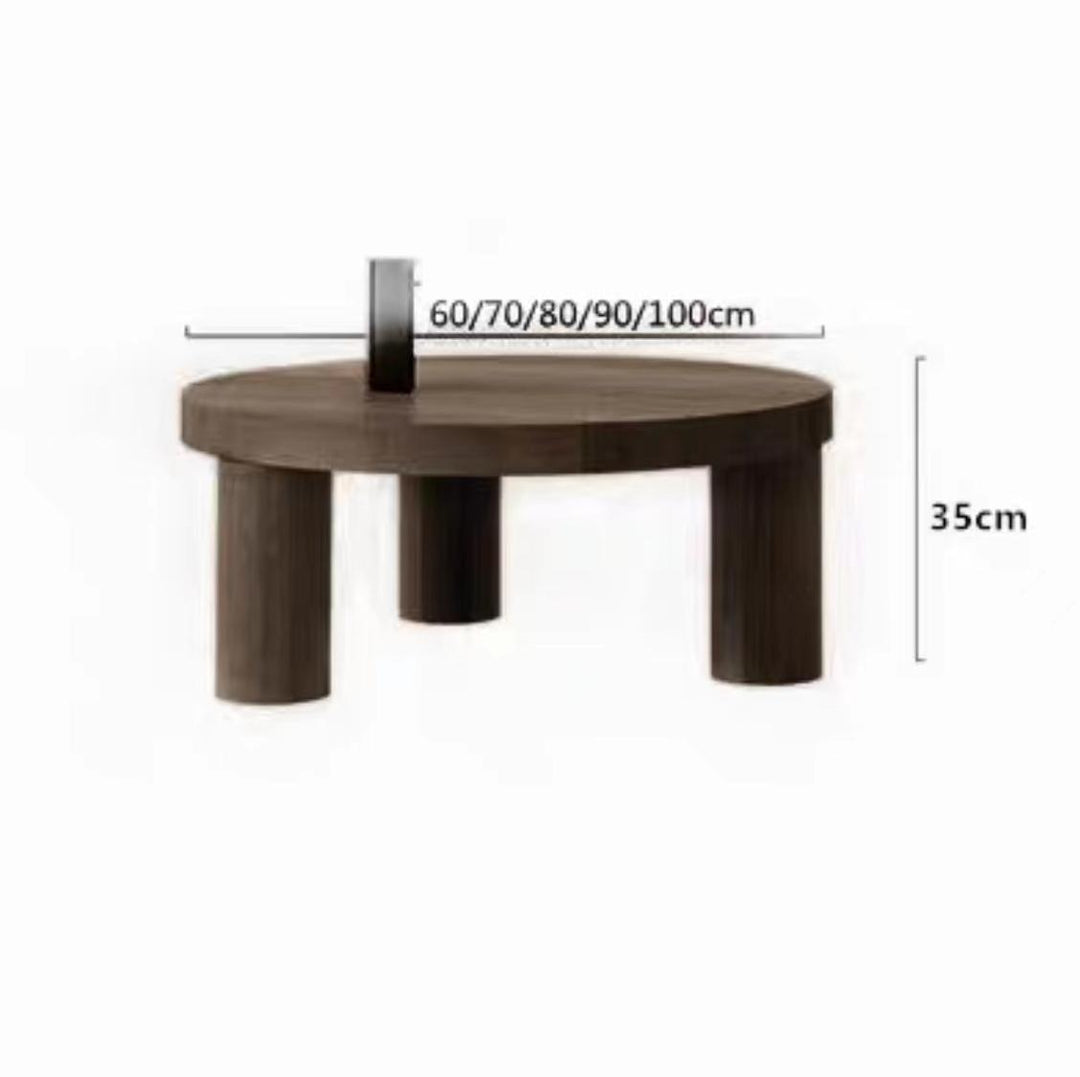 Wooden Coffee Table Round Solid Wood End Table