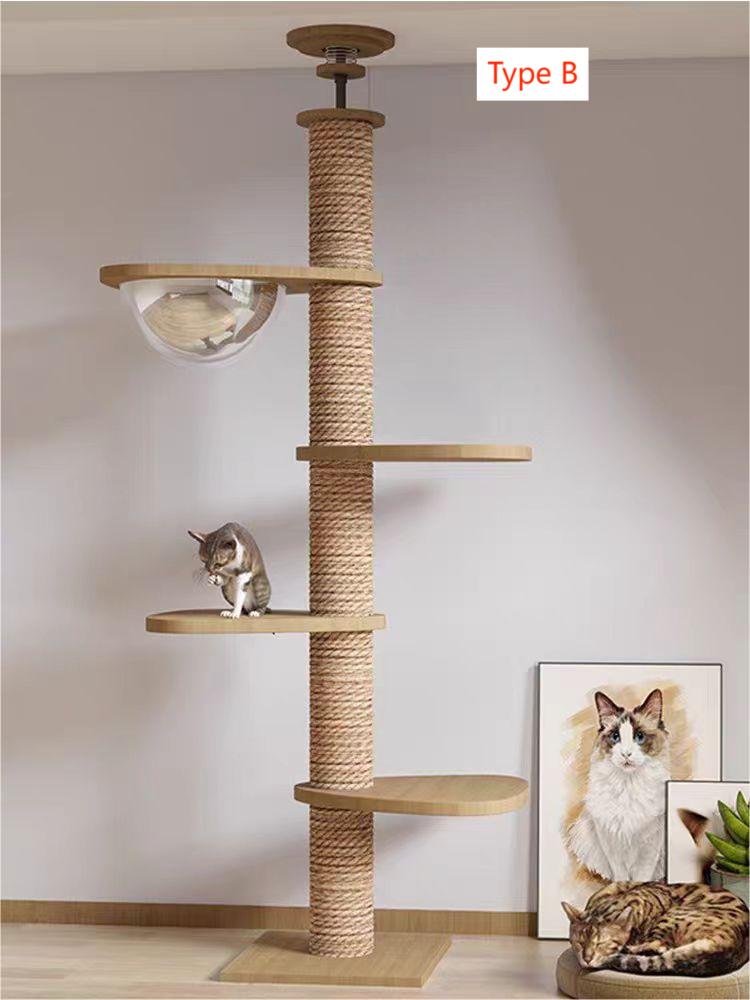 Massivholz Cat Tower Pole Scratcher Eigentumswohnung