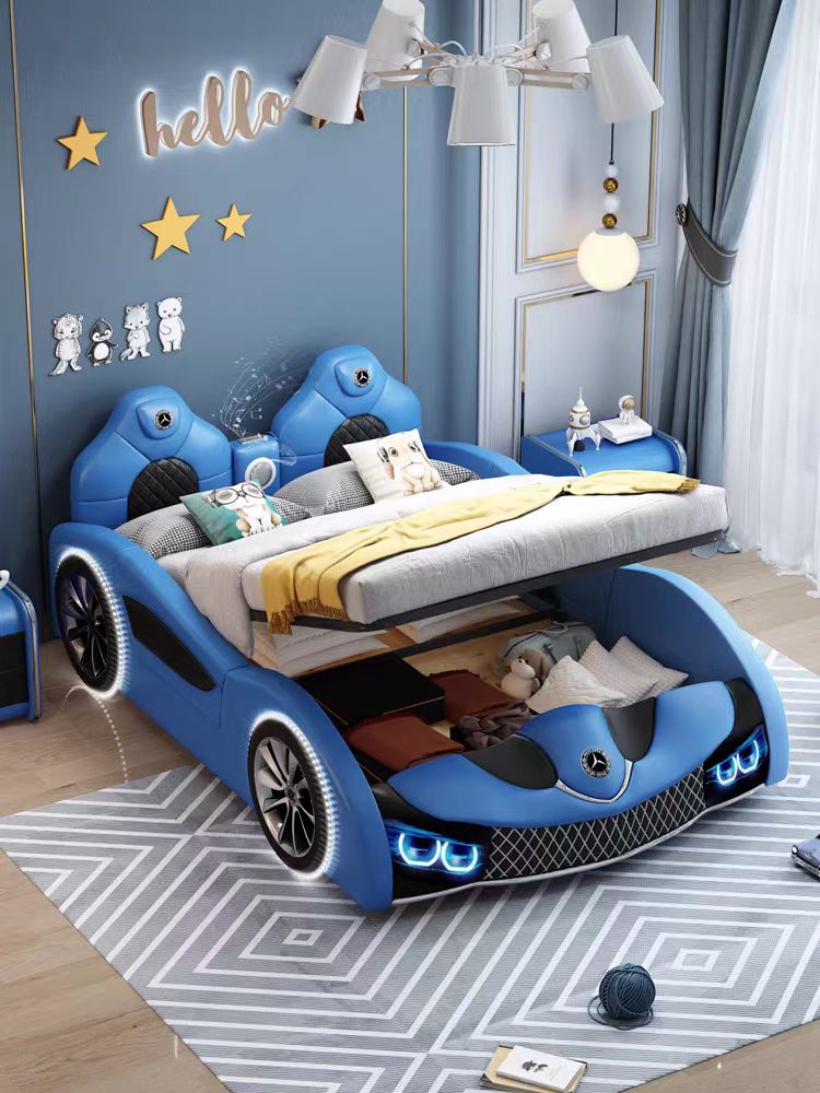 Leather Children's Bed Boy Car Bed