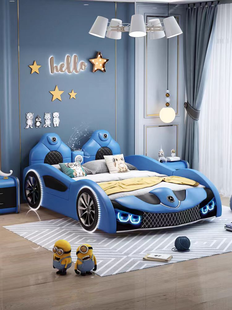 Leather Children's Bed Boy Car Bed