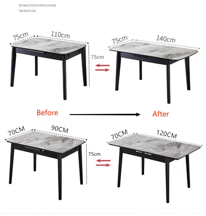 Modern Sintered Stone Extendable Dining Table