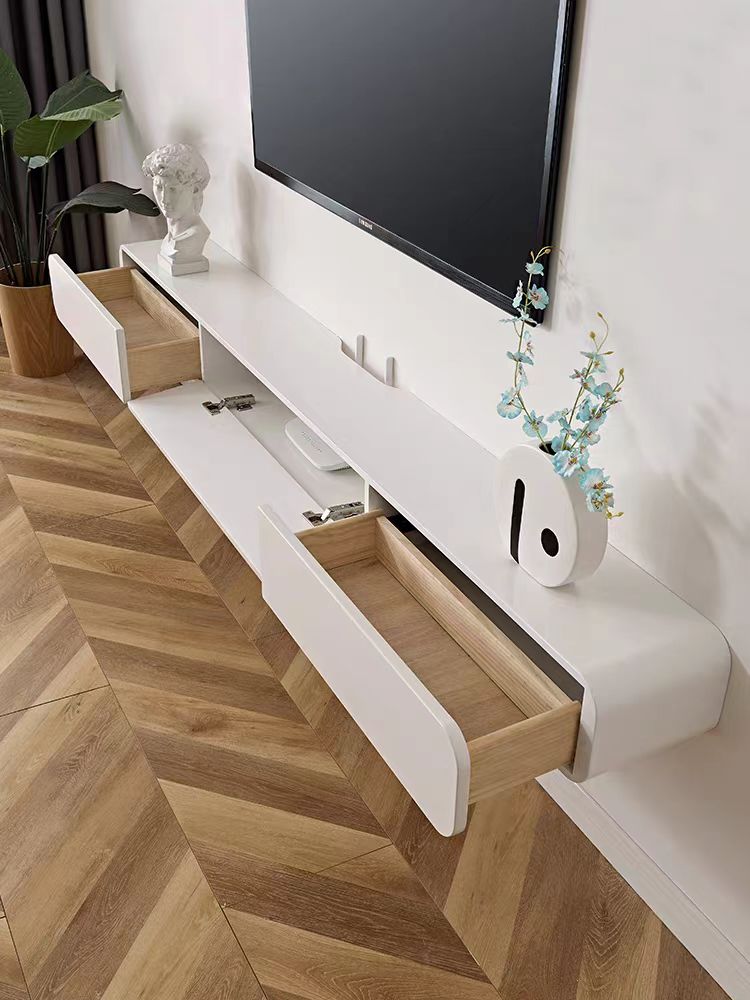 Modern Solid Wood Floating TV Console