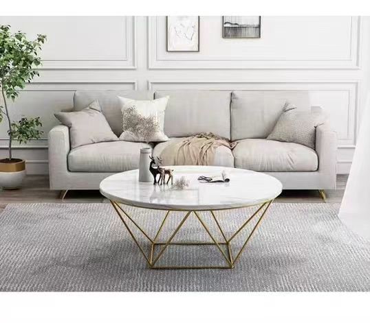 Modern Round Coffee Accent Table - Faux Marble