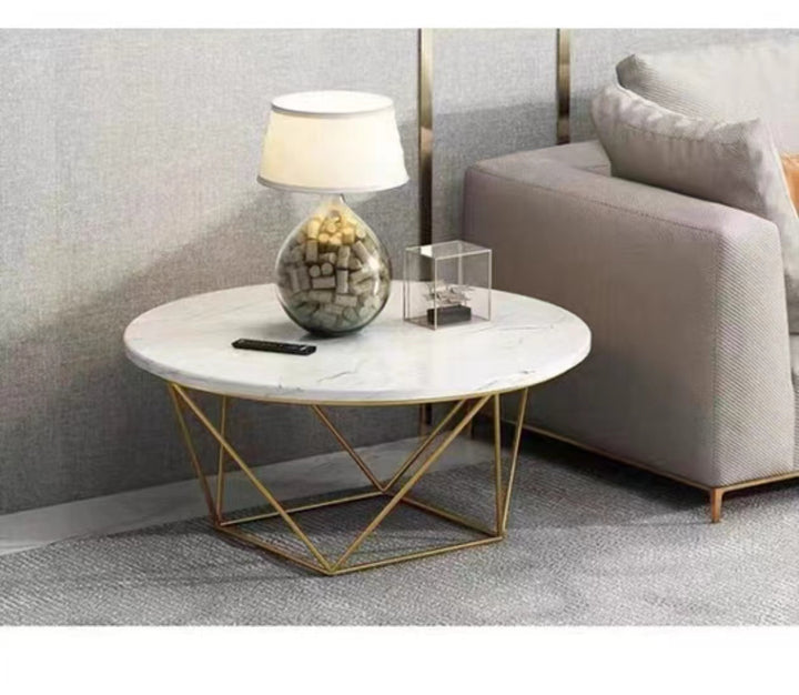 Modern Round Coffee Accent Table - Faux Marble