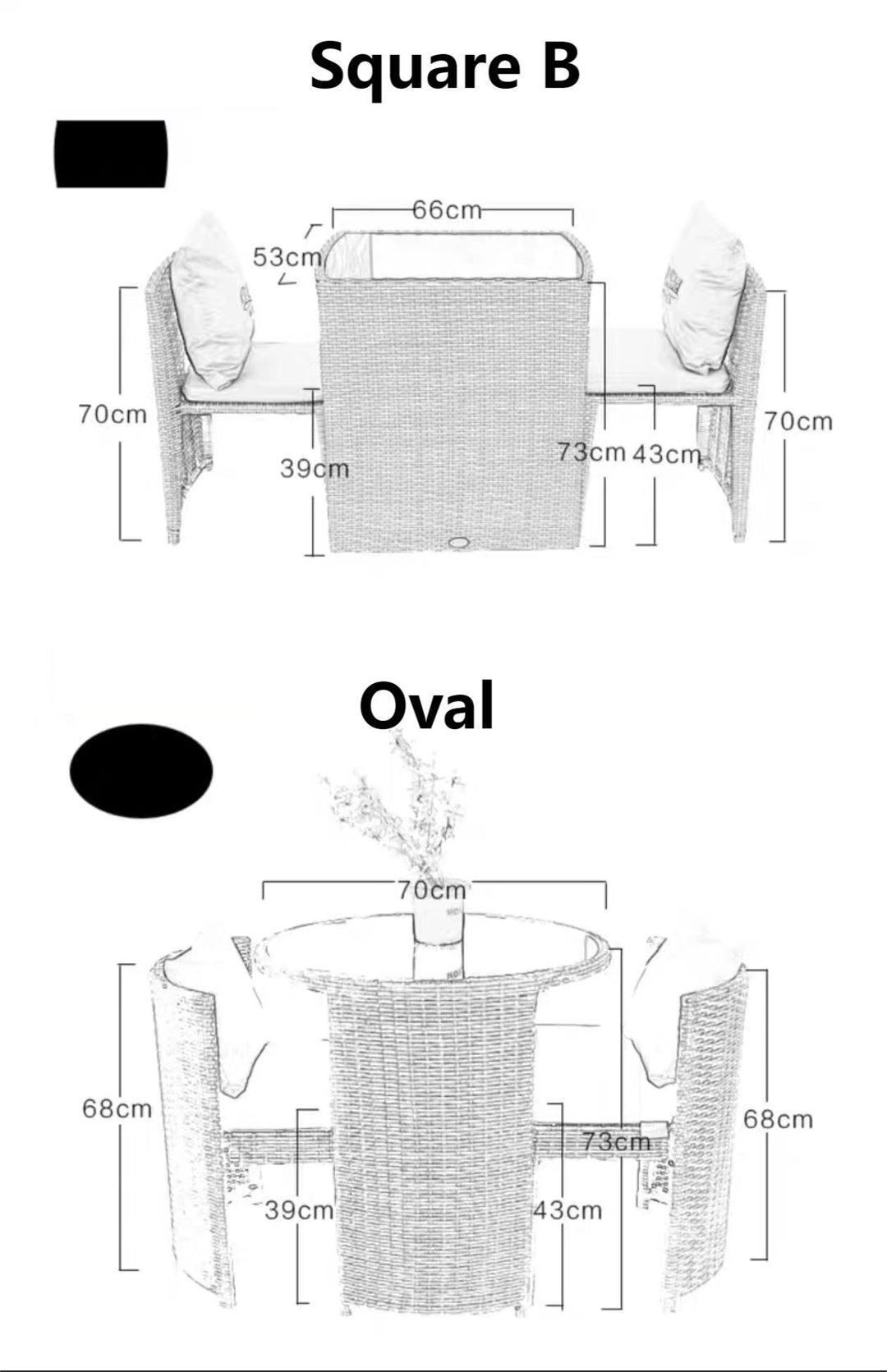 Space Saving Outdoor Furniture Rattan Wicker Set