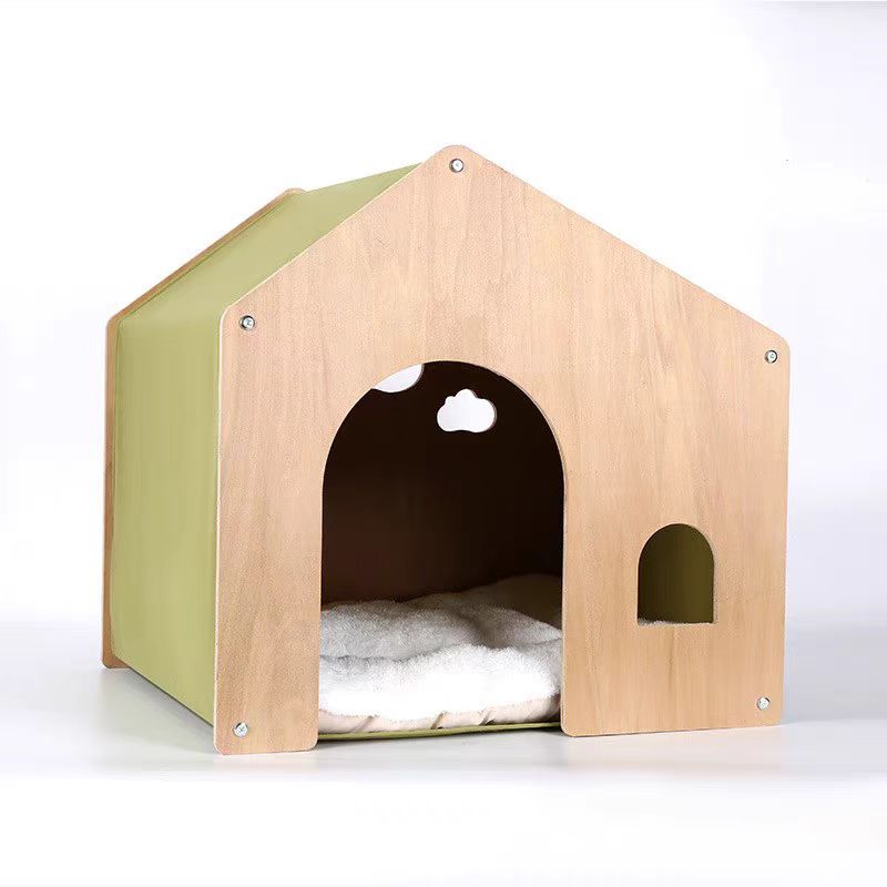 Nordic Pet Wood House Bed Cozy Tent