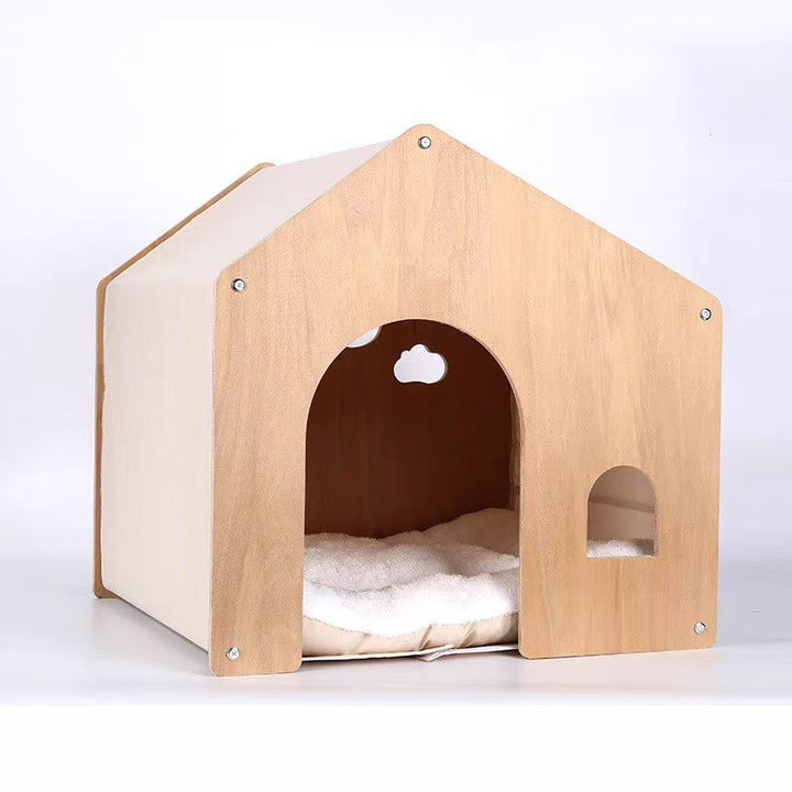 Nordic Pet Wood House Bed Cozy Tent