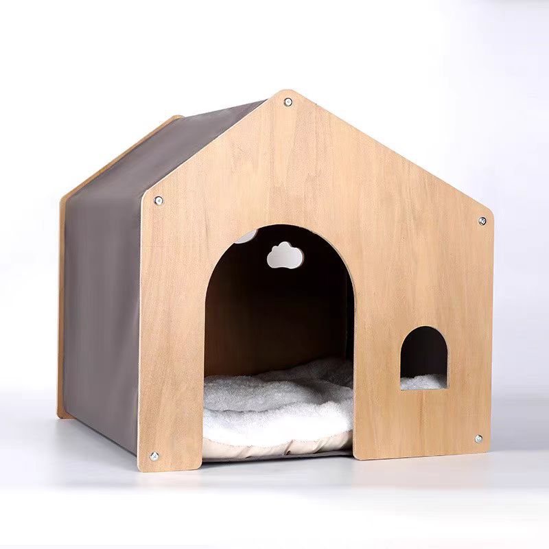 Nordic Pet Wood House Bed Cozy Tent