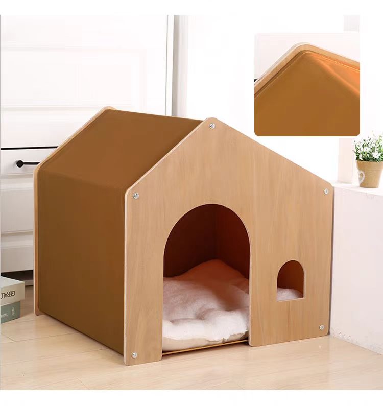 Nordic Pet Wood House Bed Cozy Tent