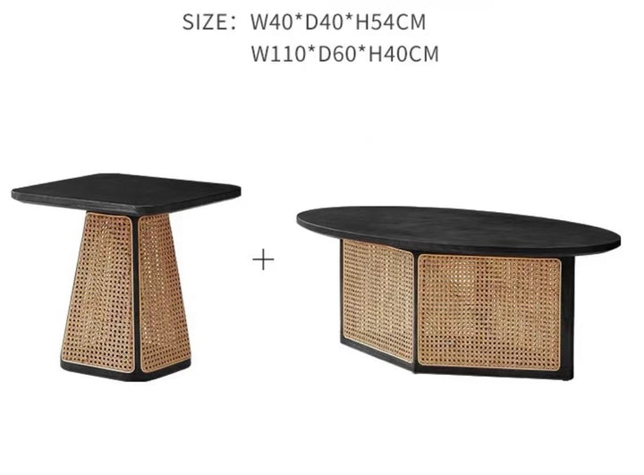 Oval Solid Wood Mesh Coffee Table