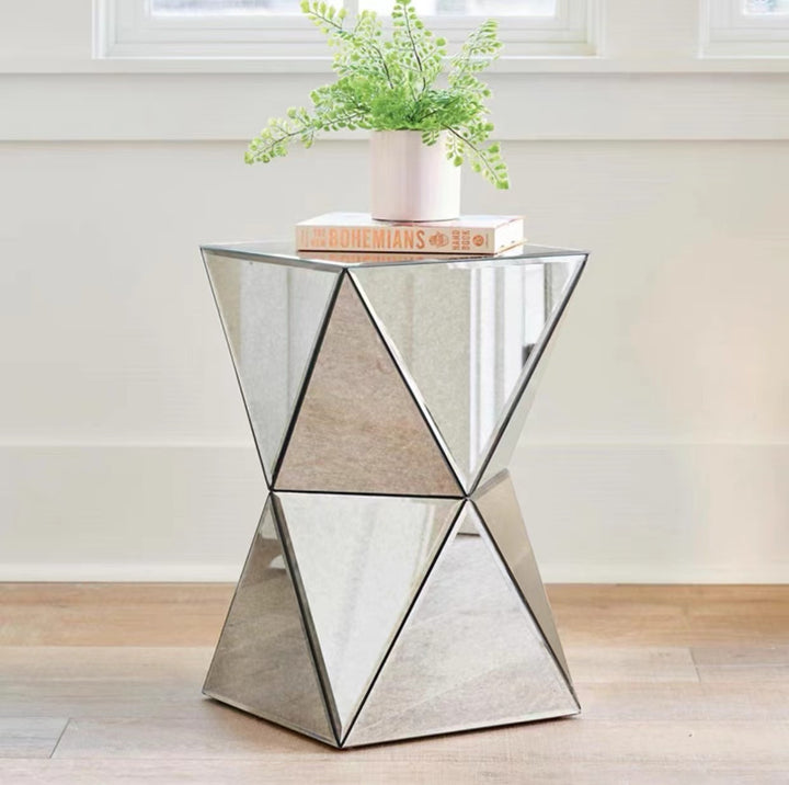 Mirrored Prism Side Table