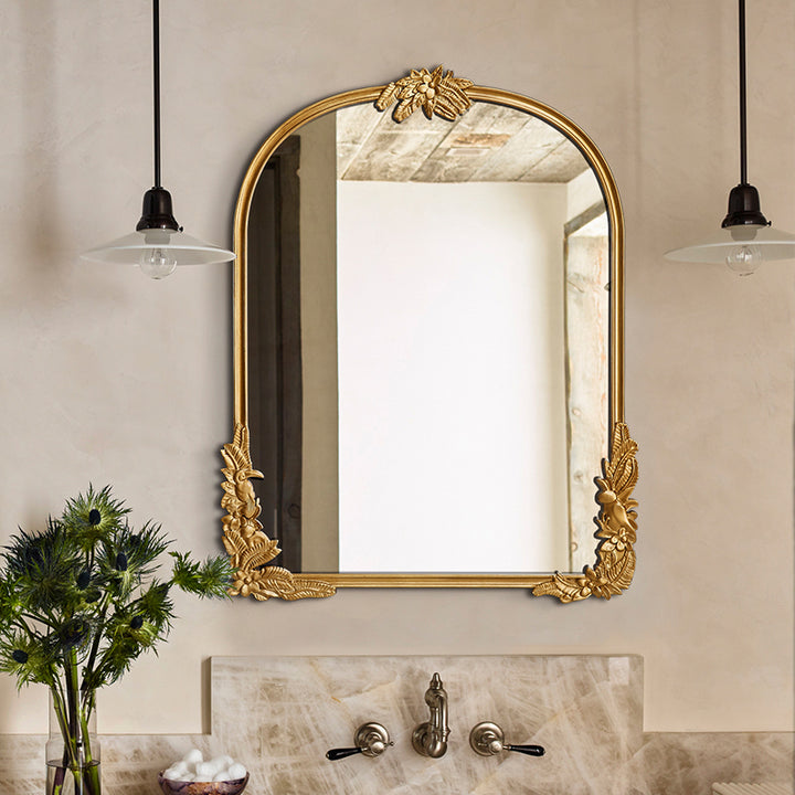 Retro Carved Mirror Wall Hanging Mirror Decorative Mirror