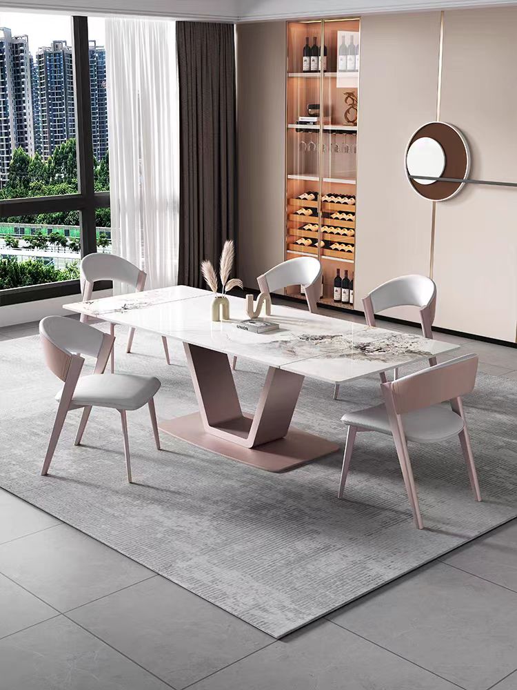 Modern Sintered Stone Dining Table Rock Plate Dining Table Extendable Dining Table