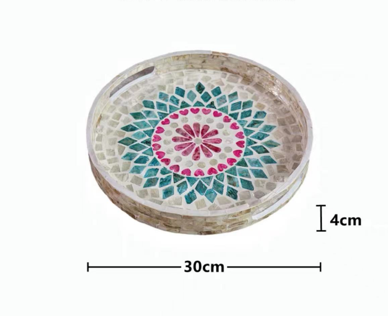 Round Mother Of Pearl  Deco Storage Tray