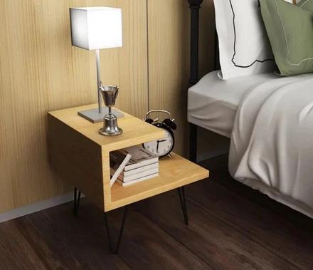 WAREHOUSE SALE ARIEL Modern Industrial Solid Wood Bedside Table  Brand New