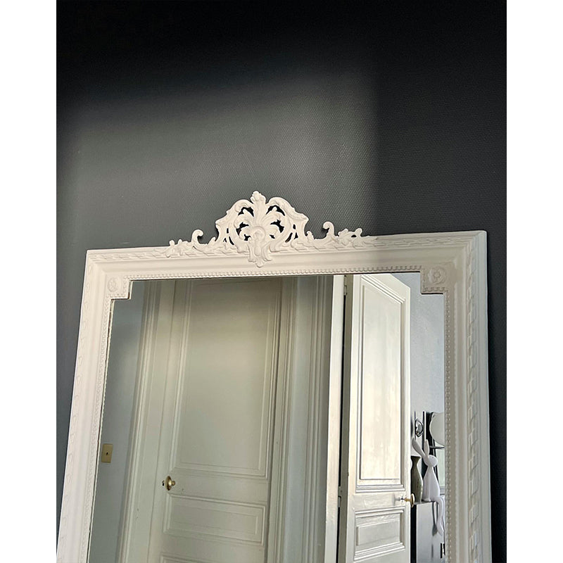 Nordic Full-length Mirror Retro Carved Mirror White Frame